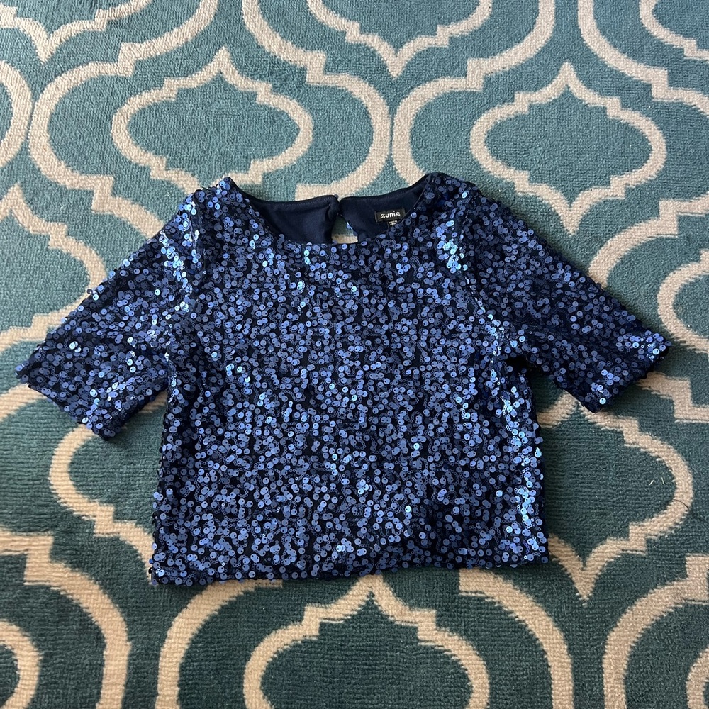 Zunie Blue Sequin matching set
